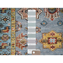 Load image into Gallery viewer, 3&#39;x5&#39; Steeple Gray, Hand Knotted, Pure Wool, Vegetable Dyes, Densely Woven Afghan Super Kazak with Geometric Elements, Oriental Rug FWR517848