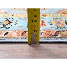 Load image into Gallery viewer, 3&#39;x5&#39; Steeple Gray, Hand Knotted, Pure Wool, Vegetable Dyes, Densely Woven Afghan Super Kazak with Geometric Elements, Oriental Rug FWR517848