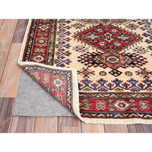 Load image into Gallery viewer, 3&#39;4&quot;x4&#39;9&quot; Cream, Afghan Super Kazak with Large Medallions, Natural Dyes, Dense Weave, Extra Soft Wool, Hand Knotted, Oriental Rug FWR517854