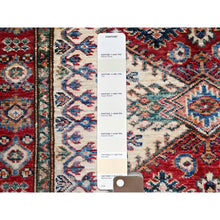 Load image into Gallery viewer, 3&#39;4&quot;x4&#39;9&quot; Cream, Afghan Super Kazak with Large Medallions, Natural Dyes, Dense Weave, Extra Soft Wool, Hand Knotted, Oriental Rug FWR517854