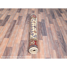 Load image into Gallery viewer, 3&#39;4&quot;x4&#39;9&quot; Cream, Afghan Super Kazak with Large Medallions, Natural Dyes, Dense Weave, Extra Soft Wool, Hand Knotted, Oriental Rug FWR517854