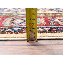 Load image into Gallery viewer, 3&#39;4&quot;x4&#39;9&quot; Cream, Afghan Super Kazak with Large Medallions, Natural Dyes, Dense Weave, Extra Soft Wool, Hand Knotted, Oriental Rug FWR517854