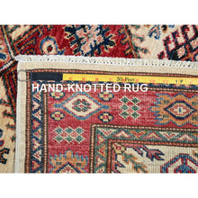 Load image into Gallery viewer, 3&#39;4&quot;x4&#39;9&quot; Cream, Afghan Super Kazak with Large Medallions, Natural Dyes, Dense Weave, Extra Soft Wool, Hand Knotted, Oriental Rug FWR517854
