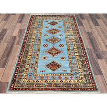 Load image into Gallery viewer, 3&#39;x5&#39;2&quot; Afton Blue, Hand Knotted, Super Kazak All Over Design, Natural Dyes, Super Fine Wool And Weave, Oriental Rug FWR517914