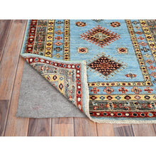Load image into Gallery viewer, 3&#39;x5&#39;2&quot; Afton Blue, Hand Knotted, Super Kazak All Over Design, Natural Dyes, Super Fine Wool and Weave, Oriental Rug FWR517914