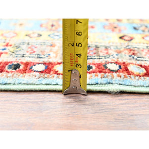 3'x5'2" Afton Blue, Hand Knotted, Super Kazak All Over Design, Natural Dyes, Super Fine Wool and Weave, Oriental Rug FWR517914