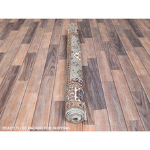 Load image into Gallery viewer, 4&#39;x6&#39; Dolphin Gray, Vegetable Dyes, 100% Wool, Densely Woven Afghan Super Kazak With Geometric Elements, Hand Knotted, Oriental Rug FWR517920