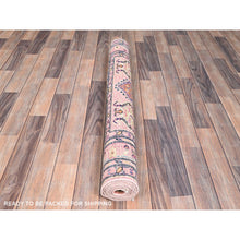 Load image into Gallery viewer, 4&#39;x6&#39; Pink Salt, Vegetable Dyes, Dense Weave Organic Wool, Hand Knotted Afghan Super Kazak With Tribal Geometric Medallions, Oriental Rug FWR517932