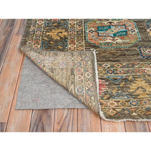 Load image into Gallery viewer, 8&#39;5&quot;x10&#39; Covert Green, All Over Motifs, Natural Dyes, Super Kazak Dense Weave and Tribal Medallion Design Extra Soft Wool Oriental Hand Knotted Rug FWR518046