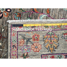 Load image into Gallery viewer, 4&#39;1&quot;x6&#39; Graphite Blue, Pure Silk, 400 KPSI, Genuine Kashmir, Hand Knotted All Over Design, Intricate Pattern, Dense weave, Oriental Rug FWR452616
