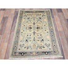 Load image into Gallery viewer, 2&#39;1&quot;x3&#39; James White With Serious Gray,  Vegetable Dyes, 100% Wool, Afghan Serapi Heriz Design, Hand Knotted And Densely Woven, Mat Oriental Rug FWR518286