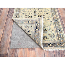 Load image into Gallery viewer, 2&#39;1&quot;x3&#39; James White with Serious Gray, Vegetable Dyes, 100% Wool, Afghan Serapi Heriz Design, Hand Knotted and Densely Woven, Mat Oriental Rug FWR518286