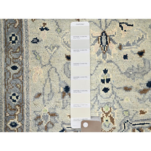 2'1"x3' James White with Serious Gray, Vegetable Dyes, 100% Wool, Afghan Serapi Heriz Design, Hand Knotted and Densely Woven, Mat Oriental Rug FWR518286