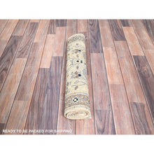 Load image into Gallery viewer, 2&#39;1&quot;x3&#39; James White with Serious Gray, Vegetable Dyes, 100% Wool, Afghan Serapi Heriz Design, Hand Knotted and Densely Woven, Mat Oriental Rug FWR518286