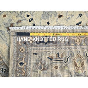 2'1"x3' James White with Serious Gray, Vegetable Dyes, 100% Wool, Afghan Serapi Heriz Design, Hand Knotted and Densely Woven, Mat Oriental Rug FWR518286
