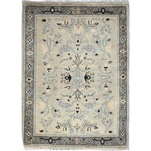 Load image into Gallery viewer, 2&#39;3&quot;x3&#39; Toque White With Misty Gray, Afghan Serapi Heriz Design, Pure Dyes, Densely Woven, Natural Wool, Hand Knotted Mat Oriental Rug FWR518292