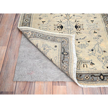 Load image into Gallery viewer, 2&#39;3&quot;x3&#39; Toque White With Misty Gray, Afghan Serapi Heriz Design, Pure Dyes, Densely Woven, Natural Wool, Hand Knotted Mat Oriental Rug FWR518292