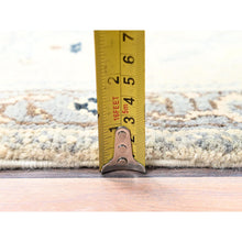 Load image into Gallery viewer, 2&#39;3&quot;x3&#39; Toque White With Misty Gray, Afghan Serapi Heriz Design, Pure Dyes, Densely Woven, Natural Wool, Hand Knotted Mat Oriental Rug FWR518292