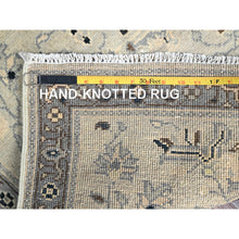 Load image into Gallery viewer, 2&#39;3&quot;x3&#39; Toque White With Misty Gray, Afghan Serapi Heriz Design, Pure Dyes, Densely Woven, Natural Wool, Hand Knotted Mat Oriental Rug FWR518292