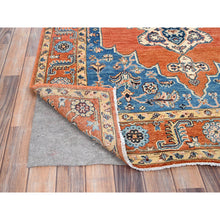Load image into Gallery viewer, 4&#39;9&quot;x6&#39;6&quot; Persimmon Orange, Afghan Serapi Heriz Design Densely Weave, 100% Wool, Hand Knotted, Natural Dyes, Oriental Rug FWR518304