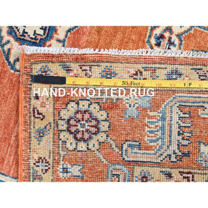 4'9"x6'7" Bunny Gray, Hand Knotted Natural Dyes, Afghan Densely Woven Super Kazak With All Over Design, 100% Wool Oriental Rug FWR521352