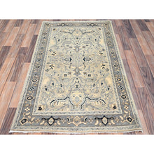 Load image into Gallery viewer, 3&#39;x4&#39;10&quot; Winter White, Densely Woven Natural Dyes Hand Knotted Afghan Serapi Heriz Design, Oriental 100% Wool Rug FWR518334