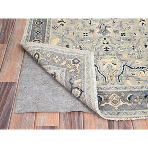 3'x4'10" Winter White, Densely Woven Natural Dyes Hand Knotted Afghan Serapi Heriz Design, Oriental 100% Wool Rug FWR518334