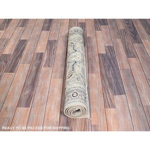 3'x4'10" Winter White, Densely Woven Natural Dyes Hand Knotted Afghan Serapi Heriz Design, Oriental 100% Wool Rug FWR518334
