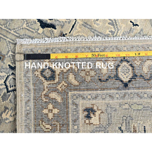 3'x4'10" Winter White, Densely Woven Natural Dyes Hand Knotted Afghan Serapi Heriz Design, Oriental 100% Wool Rug FWR518334