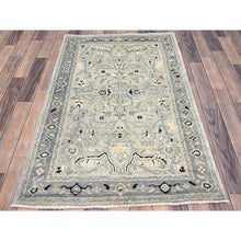 Load image into Gallery viewer, 3&#39;x4&#39;10&quot; Grandma And Dolphin Gray, Extra Soft Wool Serapi Heriz Design, Hand Knotted And Densely Woven, Oriental Natural Dyes Rug FWR518340