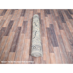 3'x4'10" Grandma and Dolphin Gray, Extra Soft Wool Serapi Heriz Design, Hand Knotted and Densely Woven, Oriental Natural Dyes Rug FWR518340