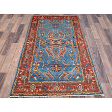 Load image into Gallery viewer, 3&#39;x5&#39;1&quot; Newport Blue, Hand Knotted Afghan Serapi Heriz Design, Natural Dyes Densely Woven, Extra Soft Wool, Oriental Rug FWR518346