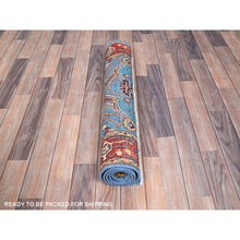 Load image into Gallery viewer, 3&#39;x5&#39;1&quot; Newport Blue, Hand Knotted Afghan Serapi Heriz Design, Natural Dyes Densely Woven, Extra Soft Wool, Oriental Rug FWR518346