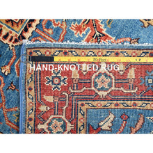 Load image into Gallery viewer, 3&#39;x5&#39;1&quot; Newport Blue, Hand Knotted Afghan Serapi Heriz Design, Natural Dyes Densely Woven, Extra Soft Wool, Oriental Rug FWR518346