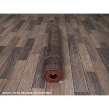 Load image into Gallery viewer, 3&#39;1&quot;x6&#39;5&quot; Vermilion Red, Vintage Persian Baluch With Geometric Pattern, Sheared Low, Zero Pile, Evenly Worn, Sides And Ends Professionally Secured, Clean, Hand Knotted, 100% Wool, Wide Runner, Oriental Rug FWR5178