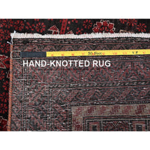 Load image into Gallery viewer, 3&#39;1&quot;x6&#39;5&quot; Vermilion Red, Vintage Persian Baluch With Geometric Pattern, Sheared Low, Zero Pile, Evenly Worn, Sides And Ends Professionally Secured, Clean, Hand Knotted, 100% Wool, Wide Runner, Oriental Rug FWR5178