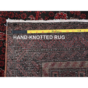 3'1"x6'5" Vermilion Red, Vintage Persian Baluch With Geometric Pattern, Sheared Low, Zero Pile, Evenly Worn, Sides And Ends Professionally Secured, Clean, Hand Knotted, 100% Wool, Wide Runner, Oriental Rug FWR5178