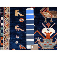 Load image into Gallery viewer, 11&#39;5&quot;x11&#39;9&quot; Hague Blue And Matte Silver Gray, Hand Knotted Armenian Inspired Caucasian Design With Small Birds Figurines 200 Kpsi, Natural Dyes, Densely Woven, Soft Wool Square Oriental Rug FWR518454