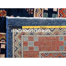 Load image into Gallery viewer, 11&#39;5&quot;x11&#39;9&quot; Hague Blue And Matte Silver Gray, Hand Knotted Armenian Inspired Caucasian Design With Small Birds Figurines 200 Kpsi, Natural Dyes, Densely Woven, Soft Wool Square Oriental Rug FWR518454