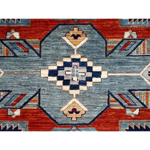 12'x12' Ralph Lauren Blue, Gray Border, Armenian Inspired Caucasian Design With Small Birds Figurines, 100% Wool, Hand Knotted 200 Kpsi Densely Woven And Natural Dyes, Round Oriental Rug FWR518460