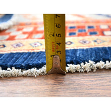 Load image into Gallery viewer, 12&#39;x12&#39; Ralph Lauren Blue, Gray Border, Armenian Inspired Caucasian Design With Small Birds Figurines, 100% Wool, Hand Knotted 200 Kpsi Densely Woven And Natural Dyes, Round Oriental Rug FWR518460