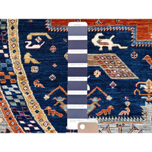 Load image into Gallery viewer, 8&#39;x8&#39; Indigo Batik Blue, Soft And Velvety Wool, Natural Dyes, Armenian Inspired Caucasian Design, 200 Kpsi, Hand Knotted Round Oriental Rug FWR518466