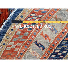 Load image into Gallery viewer, 8&#39;x8&#39; Indigo Batik Blue, Soft And Velvety Wool, Natural Dyes, Armenian Inspired Caucasian Design, 200 Kpsi, Hand Knotted Round Oriental Rug FWR518466