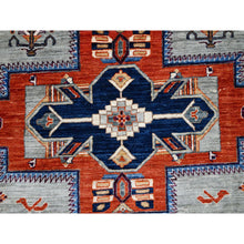 Load image into Gallery viewer, 8&#39;x8&#39; Distant Star Gray, Armenian Inspired Caucasian Design, All Over Small Birds Figurines, 200 Kpsi, Natural Dyes, 100% Wool, Hand Knotted, Oriental Round Rug FWR518472
