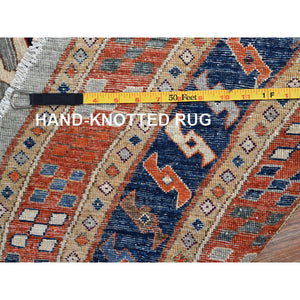 8'x8' Distant Star Gray, Armenian Inspired Caucasian Design, All Over Small Birds Figurines, 200 Kpsi, Natural Dyes, 100% Wool, Hand Knotted, Oriental Round Rug FWR518472