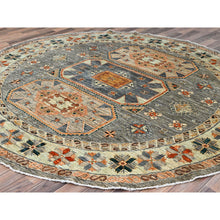 Load image into Gallery viewer, 8&#39;x8&#39; Seared Gray, Extra Soft Wool 200 Kpsi, Armenian Inspired Caucasian Design, Vegetable Dyes, Hand Knotted, Round Oriental Rug FWR518478