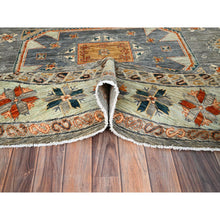 Load image into Gallery viewer, 8&#39;x8&#39; Seared Gray, Extra Soft Wool 200 Kpsi, Armenian Inspired Caucasian Design, Vegetable Dyes, Hand Knotted, Round Oriental Rug FWR518478