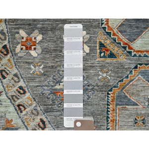 8'x8' Seared Gray, Extra Soft Wool 200 Kpsi, Armenian Inspired Caucasian Design, Vegetable Dyes, Hand Knotted, Round Oriental Rug FWR518478