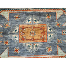 Load image into Gallery viewer, 8&#39;x8&#39; Seared Gray, Extra Soft Wool 200 Kpsi, Armenian Inspired Caucasian Design, Vegetable Dyes, Hand Knotted, Round Oriental Rug FWR518478