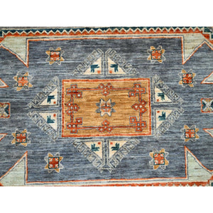 8'x8' Seared Gray, Extra Soft Wool 200 Kpsi, Armenian Inspired Caucasian Design, Vegetable Dyes, Hand Knotted, Round Oriental Rug FWR518478